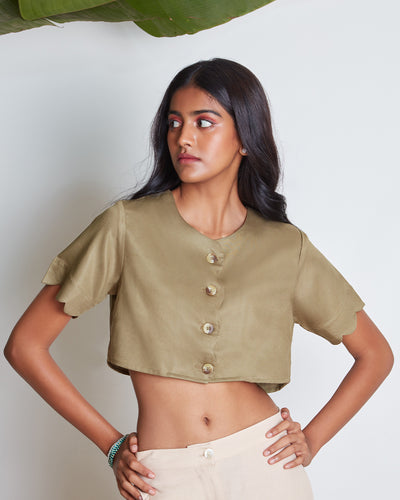 Pause Walk On The Wild Side Cropped Top Green
