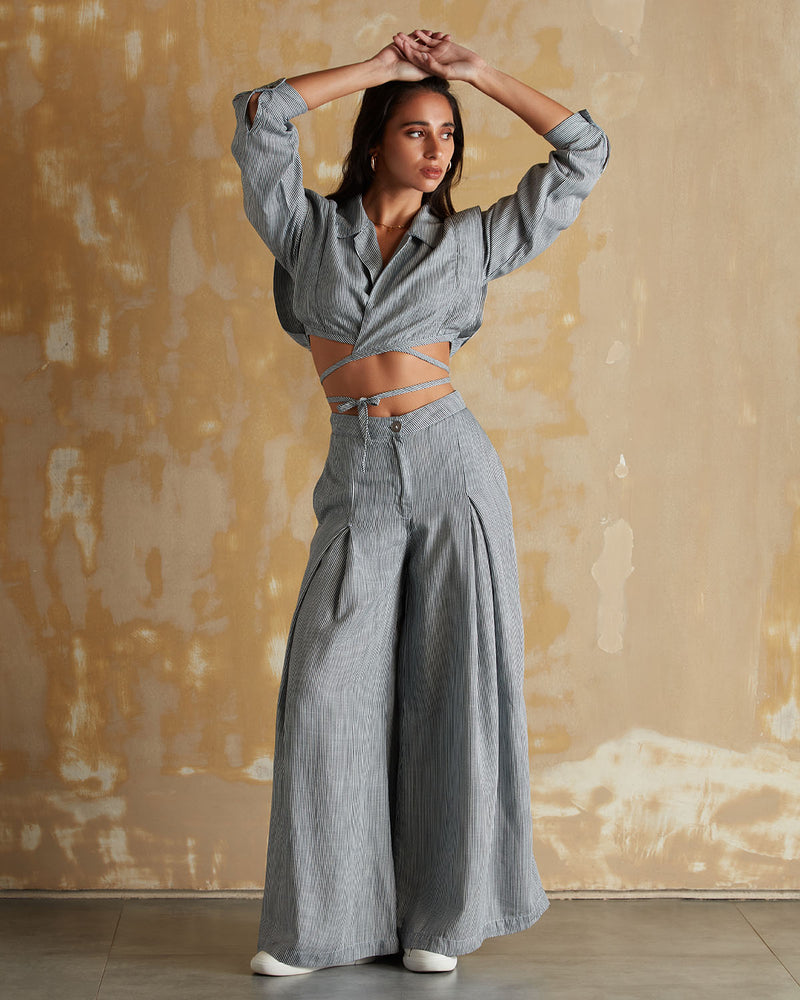 Pause High Tide Pleated Wide-Legged Pants 