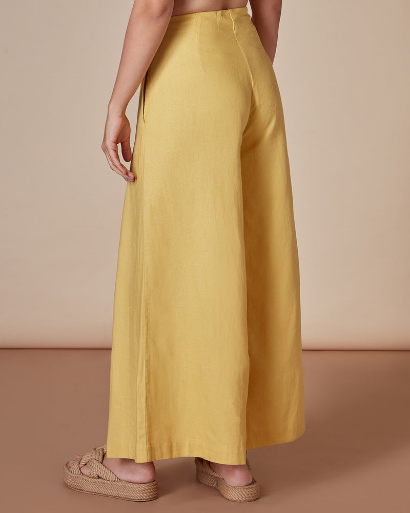 Pause Stay Golden Pleated Wide-Legged Pants 