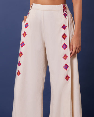 Pause Pebble Beach Embroidered Wide-Legged Pants 