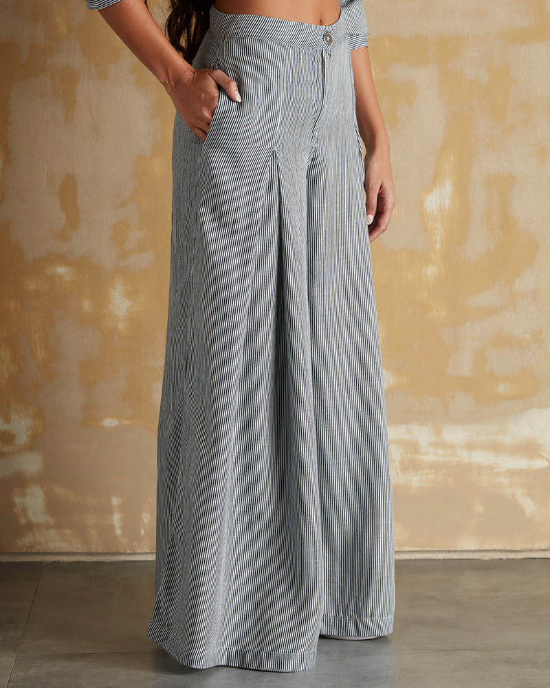 Pause High Tide Pleated Wide-Legged Pants Grey