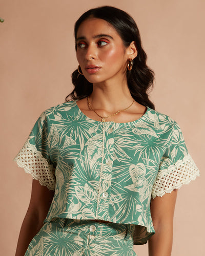 Pause Sweet Nothing Floral Crop Top Green