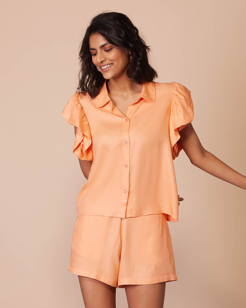 Pause Clementine Ruffle Sleeve Top 