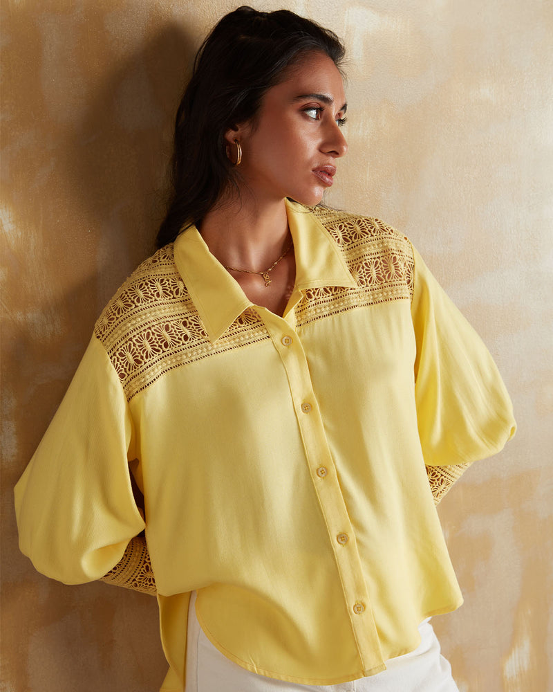 Pause Mellow Yellow Lace Top Yellow