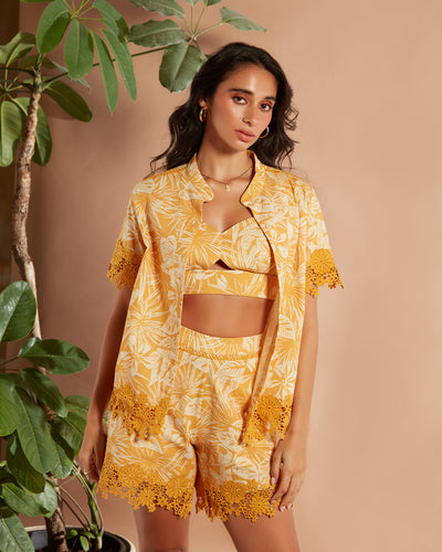 Pause Honey Bunch Printed Shacket and Bralette Duo 