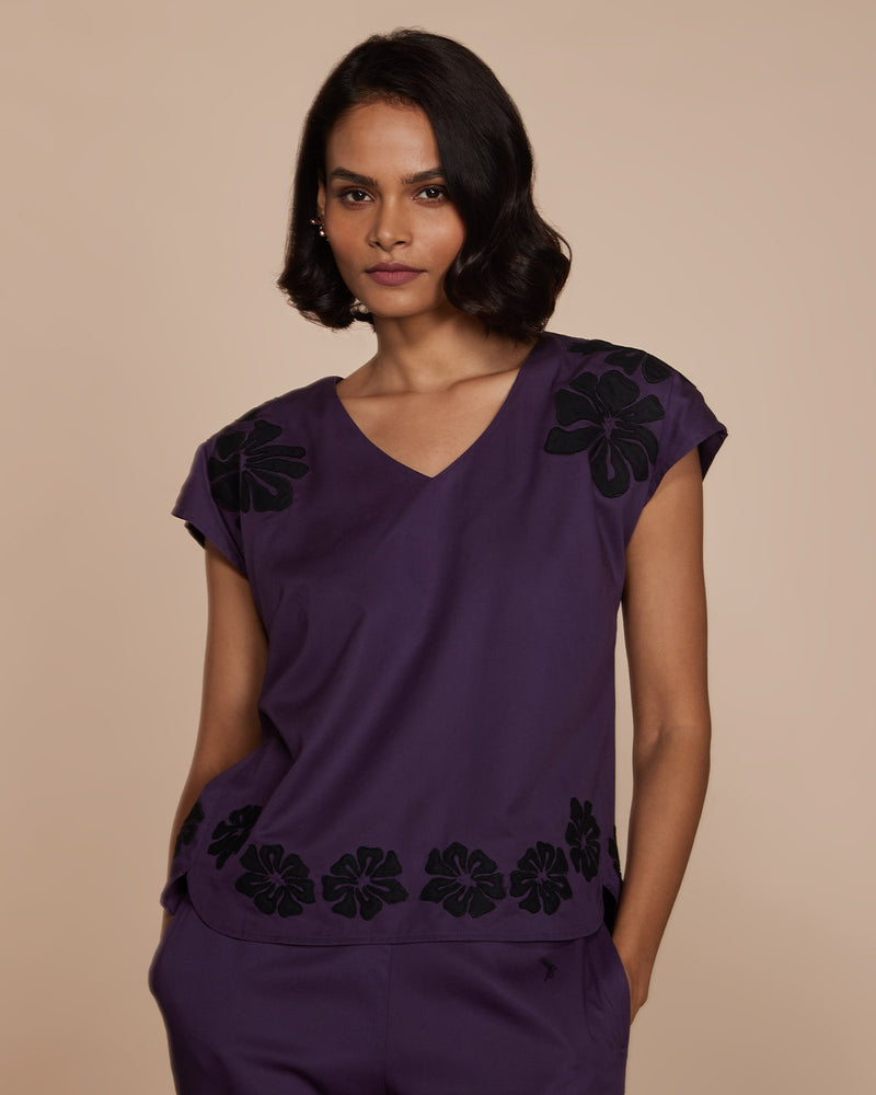 Pause Violet Hour Embroidered Top Purple