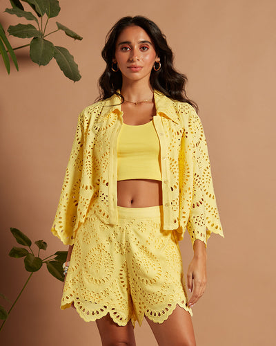 Pause Brightside Lace Top And Crop Top Duo Yellow