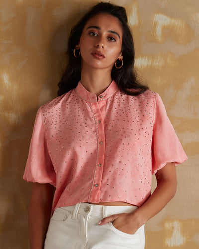 Pause Lovefool Boxy Embellished Crop Top Pink