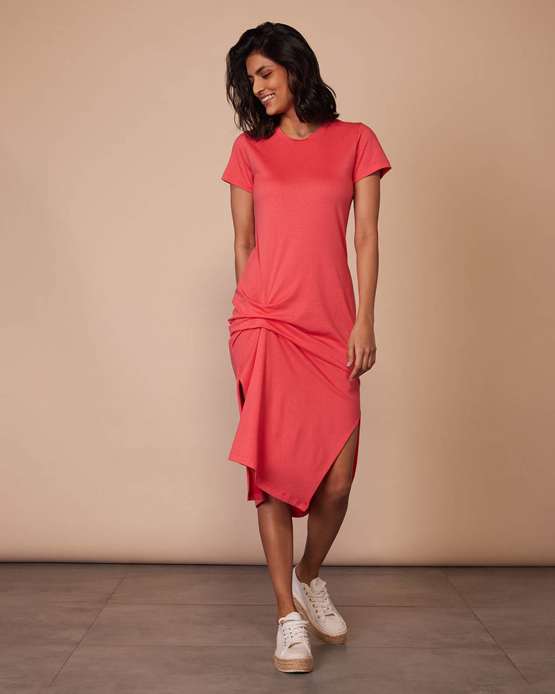 Pause Love Spell Pleat Detail Embellished Dress Coral