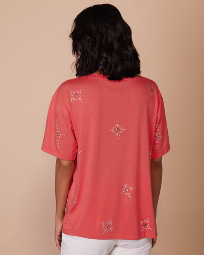 Pause Coral Crush Embellished T-shirt 