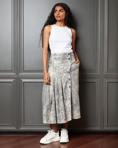 Pause So Tranquil Pleated Midi Skirt 