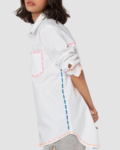 Pause On A Roll Embroidered Oversized Shirt 