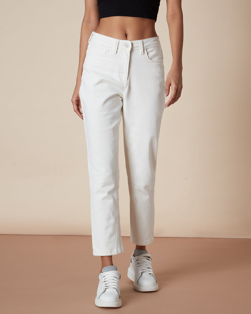 Pause Star Shine Relaxed White Jeans White