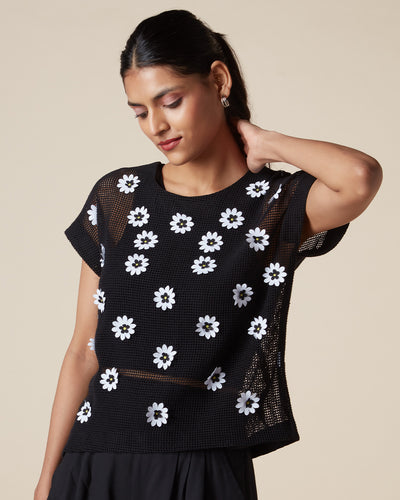 Pause Crazy Daisy Mesh Top 