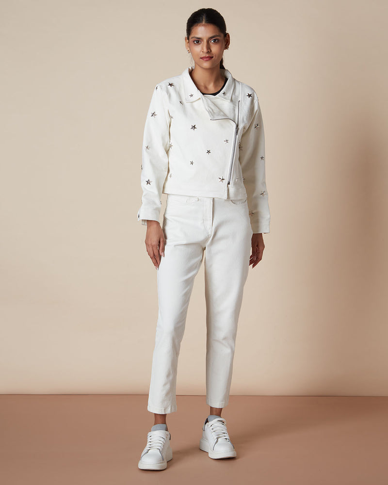 Pause Star Shine Relaxed White Jeans 