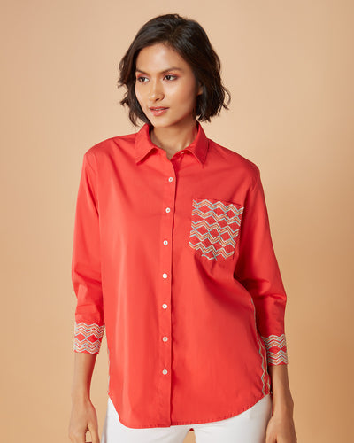 Pause Candy Embroidered Oversized Shirt 