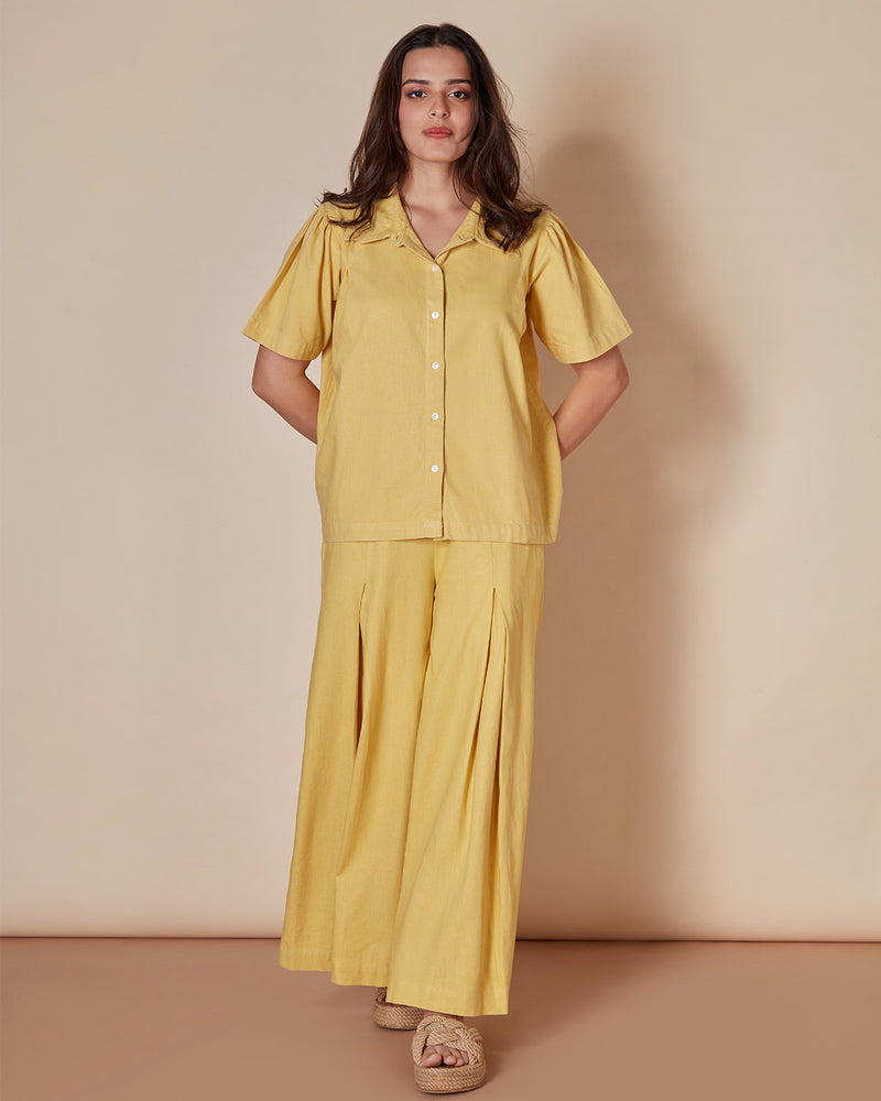 Pause Stay Golden Pleated Shirt 
