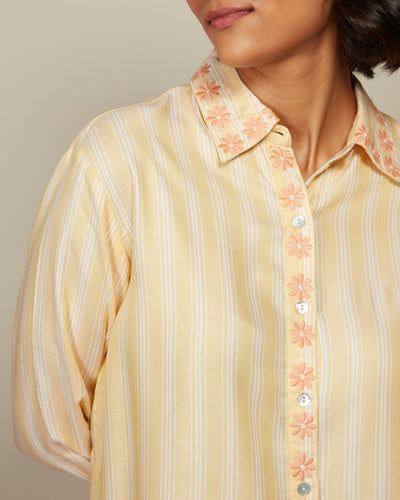 Pause In Another Life Embroidered Striped Shirt 