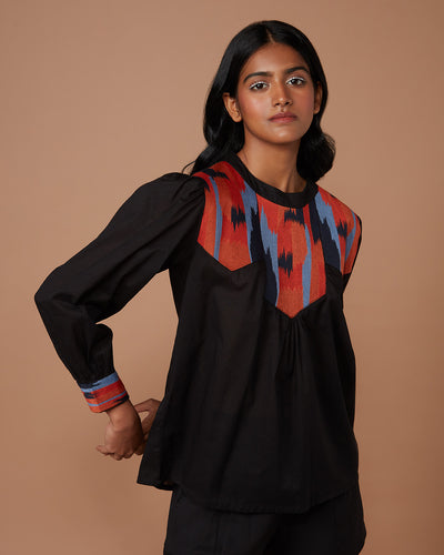 Pause Liberty Embroidered Top Black