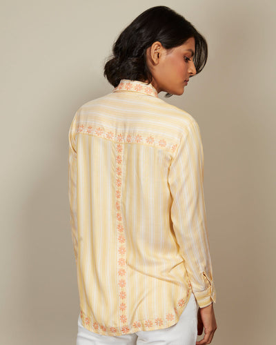 Pause In Another Life Embroidered Striped Shirt 