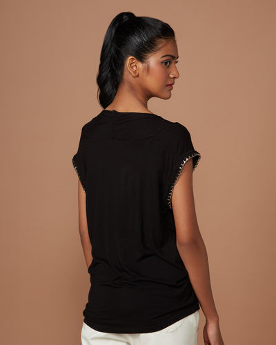 Pause Mystique Chain Sleeve Draped Top 