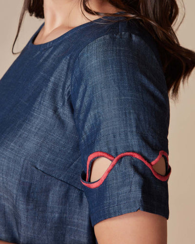 Pause Neon Waves Denim Cut-Out Shift Dress 