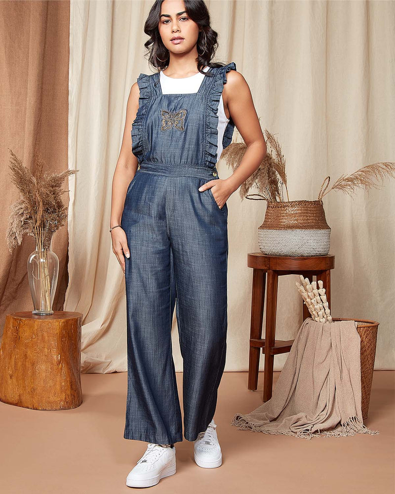 Pause Thriller Embellished Ruffle Dungarees 