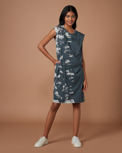 Pause Off The Grid Pleated Tie-Dye Dress Grey