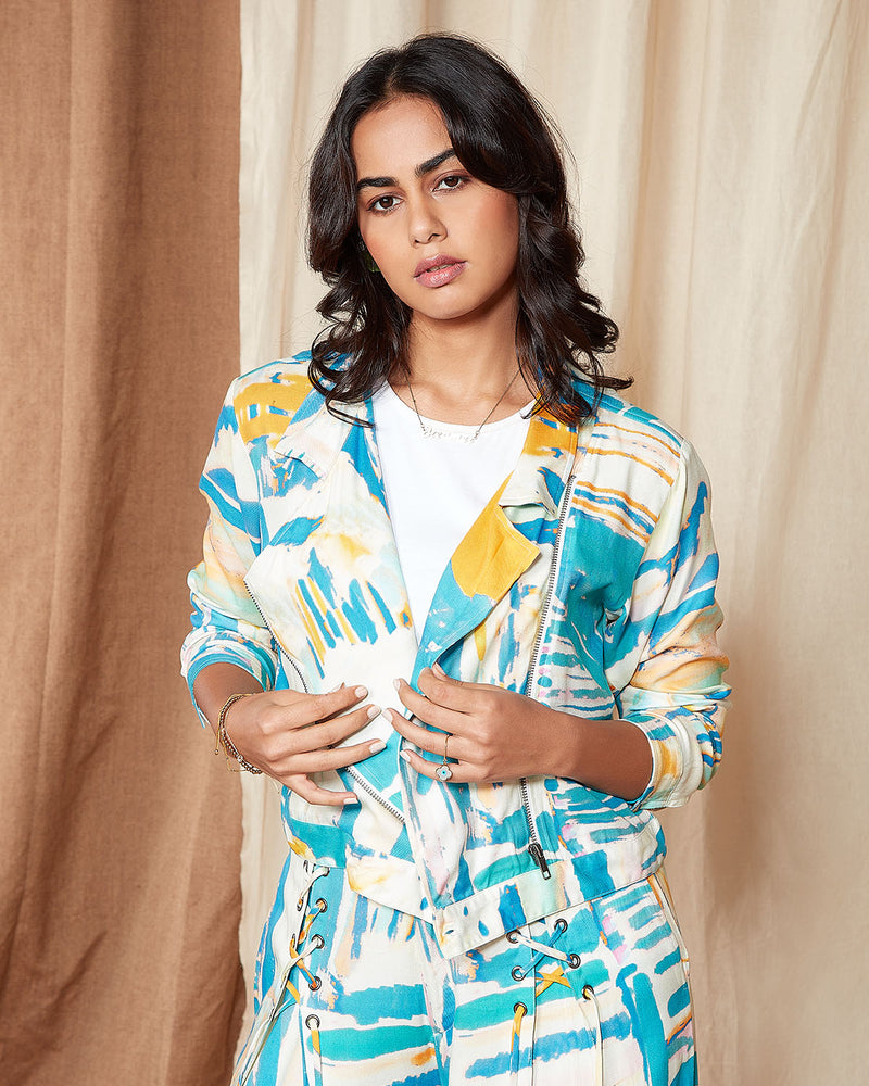 Pause First Crush Printed Zipper Jacket Multi