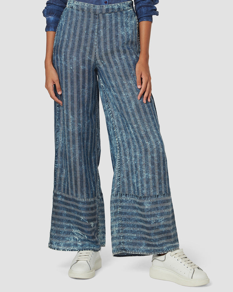 Pause Across The Universe Wide-Legged Striped Jeans Blue