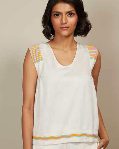 Pause Endless Summer Embroidered Top Beige
