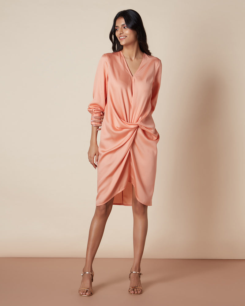 Pause Pleased As Punch Twist Front Dress Orange