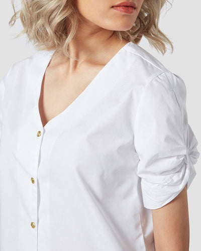 Pause Road Trip Pleated Top White